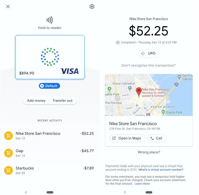 Carte de débit Google Pay